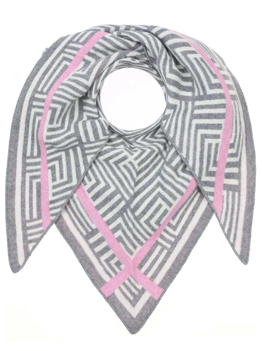 Zwillingsherz Dreieckstuch "Berenike" Wolle Kaschmir Grau Pink