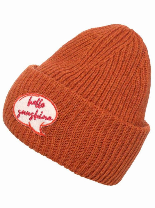 💕 Zwillingsherz Mütze "Hello Sunshine" Kaschmir Wolle Viskose Rost