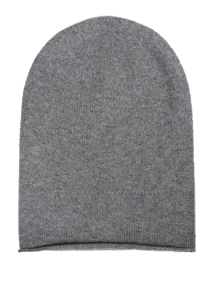 💕 Zwillingsherz Herren Mütze Beanie 100 % Kaschmir Mittelgrau