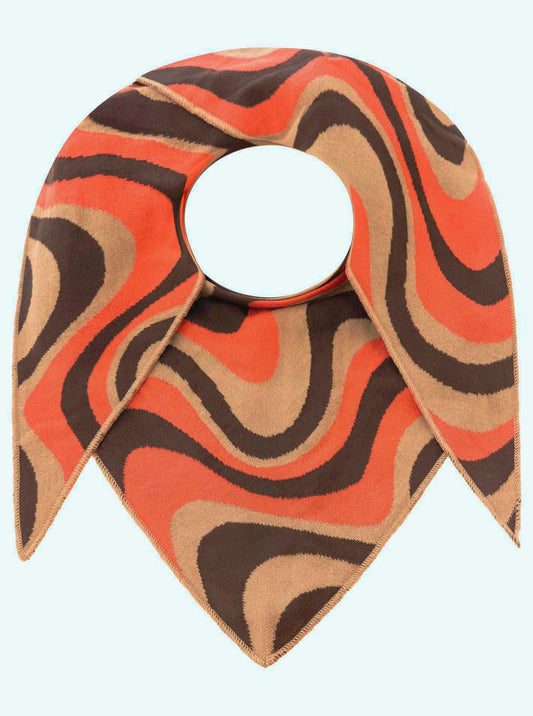 💕 Zwillingsherz Dreieckstuch "Happy Waves" Baumwolle Beige Orange