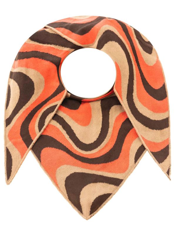 💕 Zwillingsherz Dreieckstuch "Happy Waves" Baumwolle Beige Orange