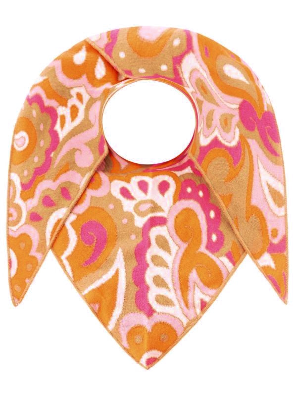 💕 Zwillingsherz Dreieckstuch "Grafisches Comic Paisley all over" Baumwolle Orange Pink Beige