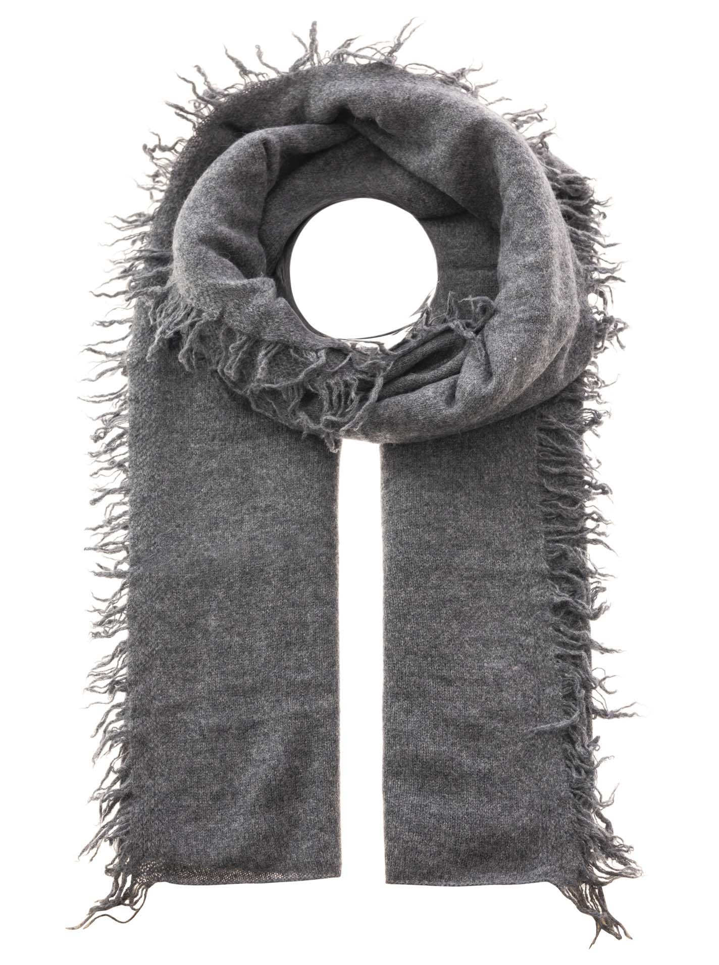 Zwillingsherz XXL Fransenschal "100 % Cashmere" Schal Kaschmir Anthrazit