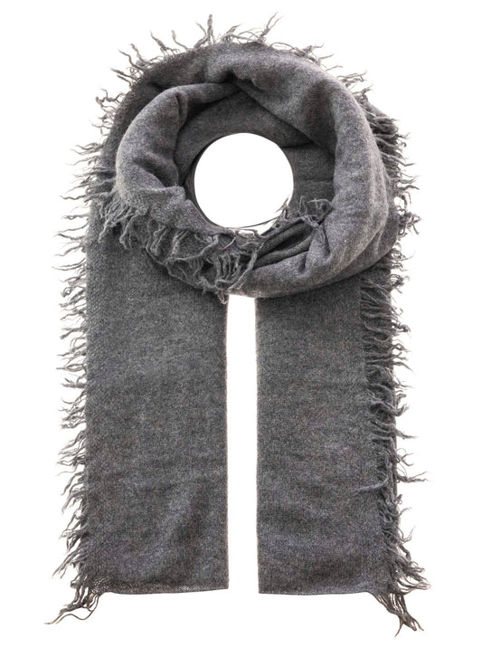 Zwillingsherz XXL Fransenschal "100 % Cashmere" Schal Kaschmir Anthrazit