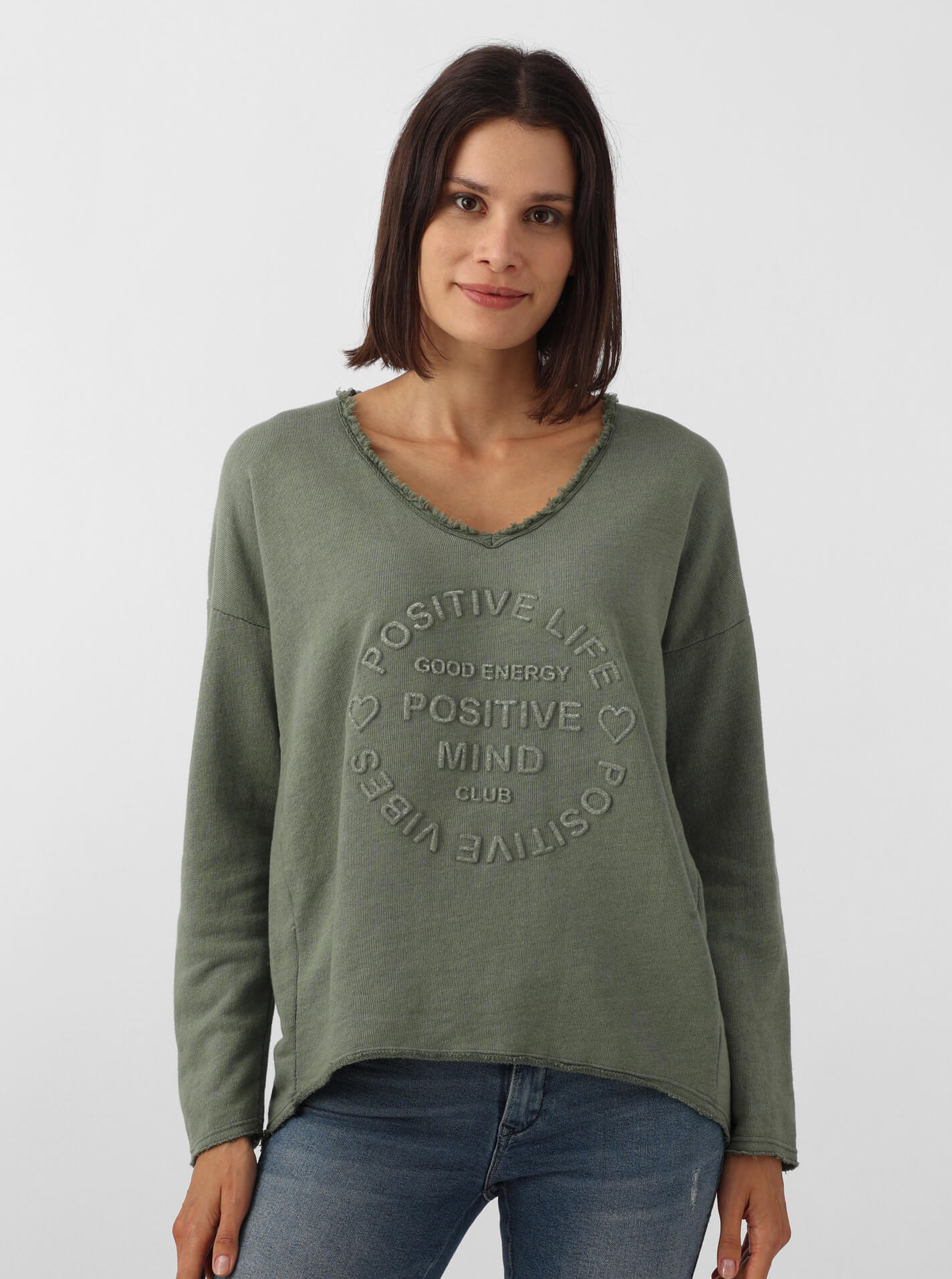 💕 Zwillingsherz Pullover Pulli "Elisabeth" Baumwolle Khaki