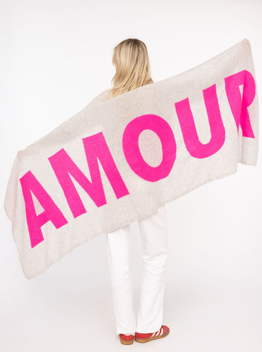 💕 Zwillingsherz XXL Schal "Amour" 100 % Cashmere Kaschmir Hellgrau
