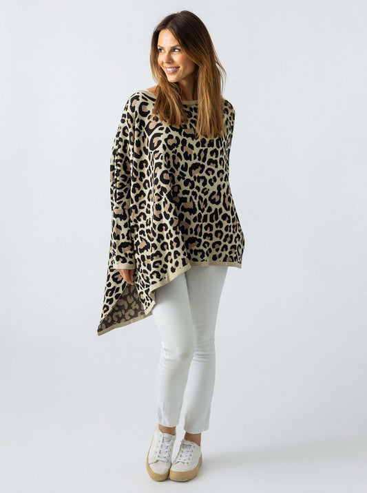 💕 Zwillingsherz Poncho Pullover Pulli "Lyon" Baumwolle Beige