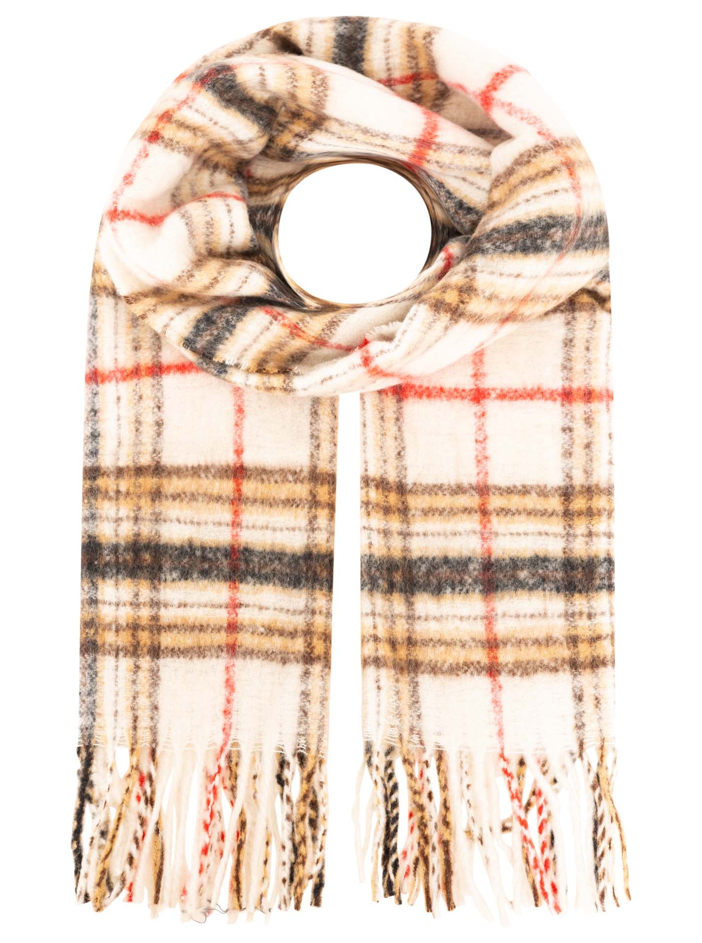 💕 Zwillingsherz Schal "Vintage Karo" Creme