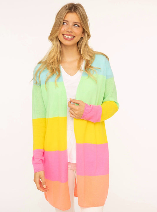 💕Zwillingsherz Strickjacke "Streifen" 100 % Kaschmir Loose Knit Bunt