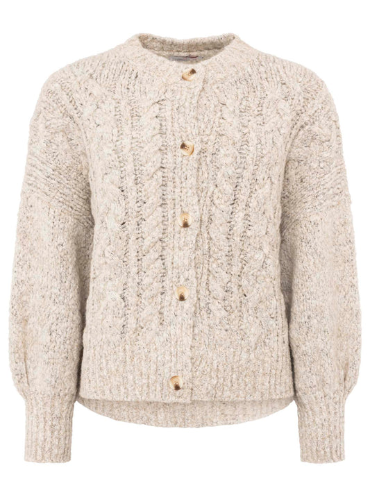 💕 Zwillingsherz Strickjacke Cardigan "Zopf" Alpaka Beige