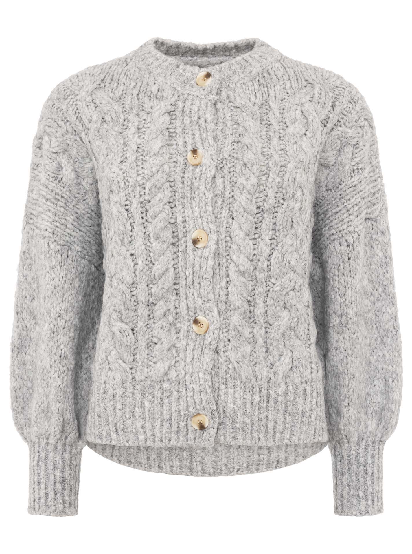 💕 Zwillingsherz Strickjacke Cardigan "Zopf" Alpaka Grau