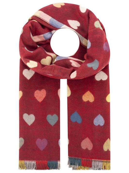 💕 Zwillingsherz Schal "Herzen" Soft Viskose Wolle Bordeaux