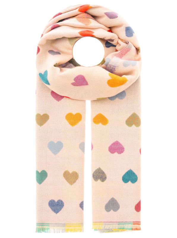 💕 Zwillingsherz Schal "Herzen" Soft Viskose Wolle Beige