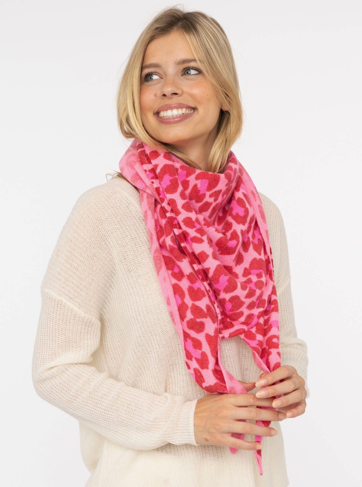 💕 Zwillingsherz Dreieckstuch "100 % Cashmere Leo" Kaschmir Bubblegum