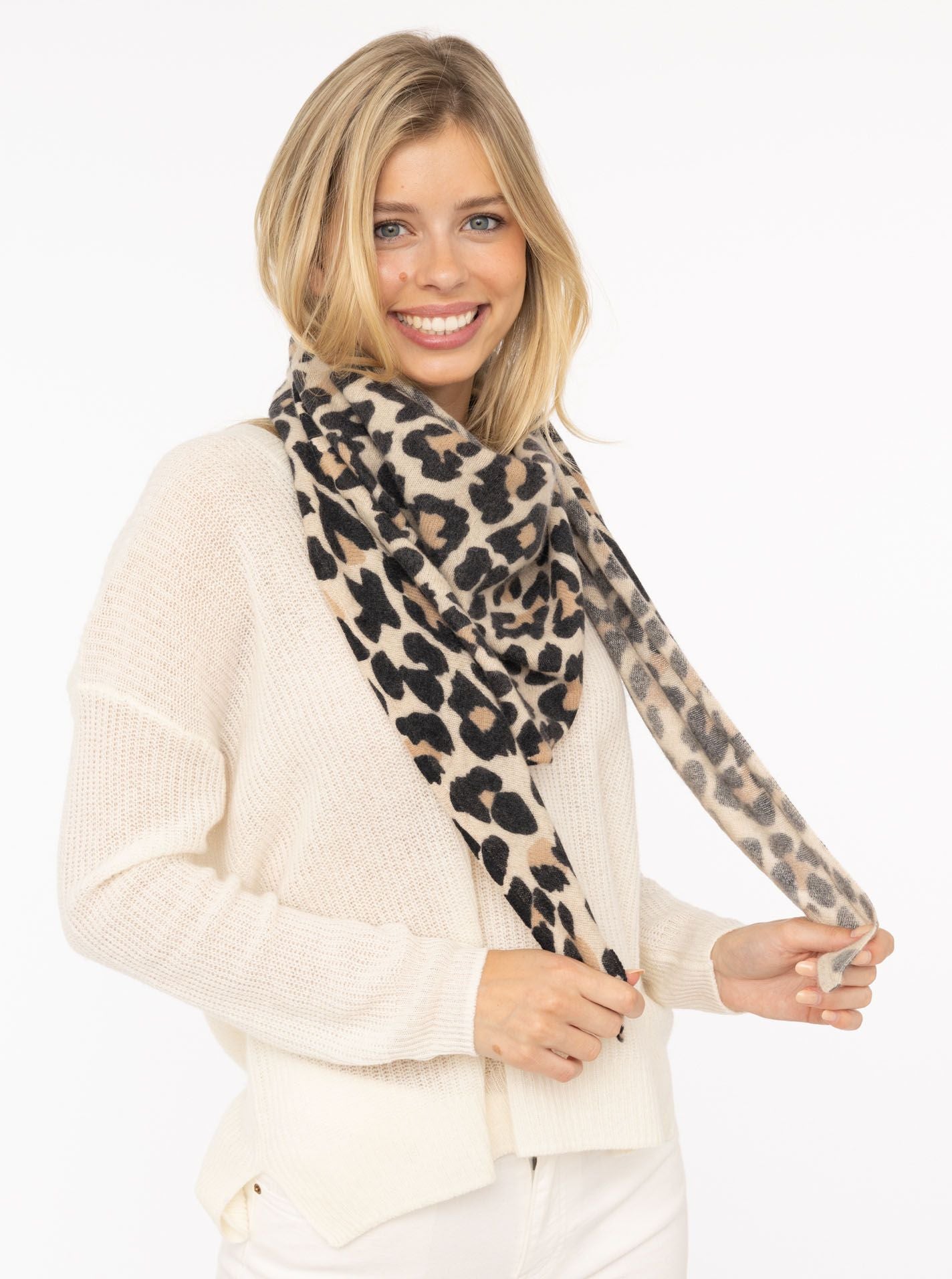💕 Zwillingsherz Dreieckstuch "100 % Cashmere Leo" Kaschmir Hellbeige