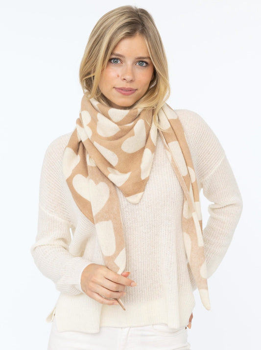 💕 Zwillingsherz Dreieckstuch "100 % Cashmere Herz" Kaschmir Mittelbeige