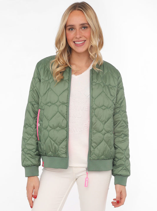 💕 Zwillingsherz Bomberjacke "Be Happy" Khaki