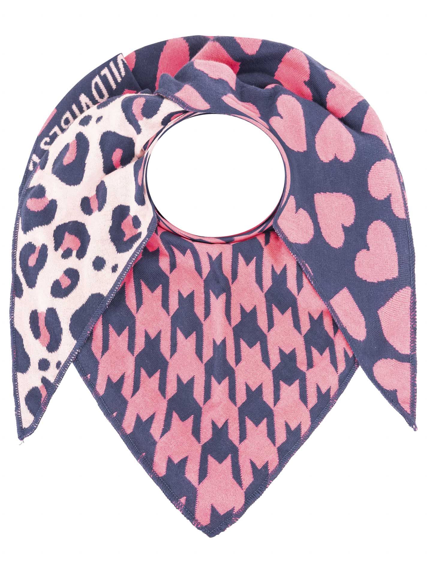 💕 Zwillingsherz Dreieckstuch "Hahnentritt & Herz" Baumwolle Blau Pink