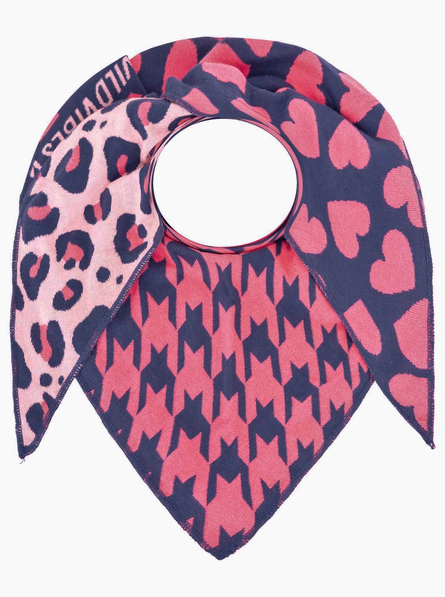 💕 Zwillingsherz Dreieckstuch "Hahnentritt & Herz" Baumwolle Blau Pink