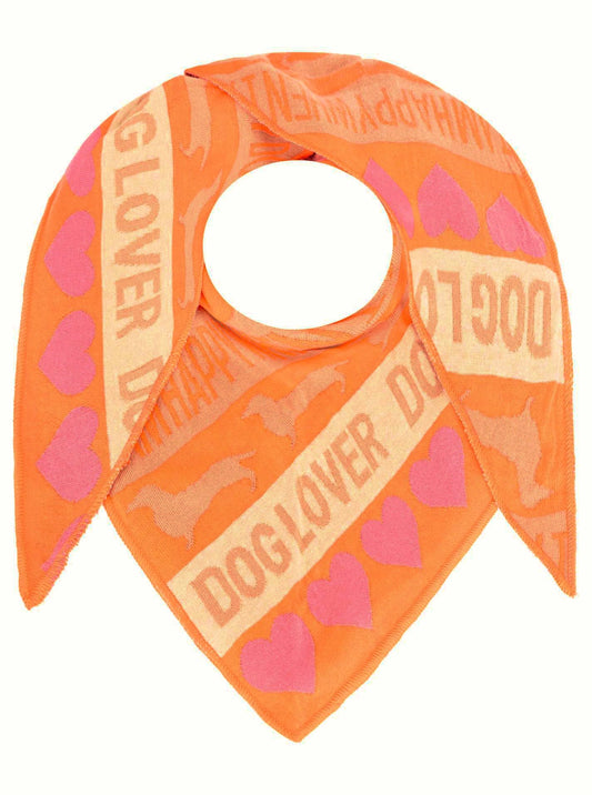 💕 Zwillingsherz Dreieckstuch "Hund Herz" Baumwolle Orange Pink