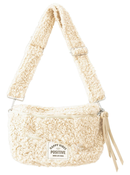 Crossbodybag Teddy "Good Vibes" Creme