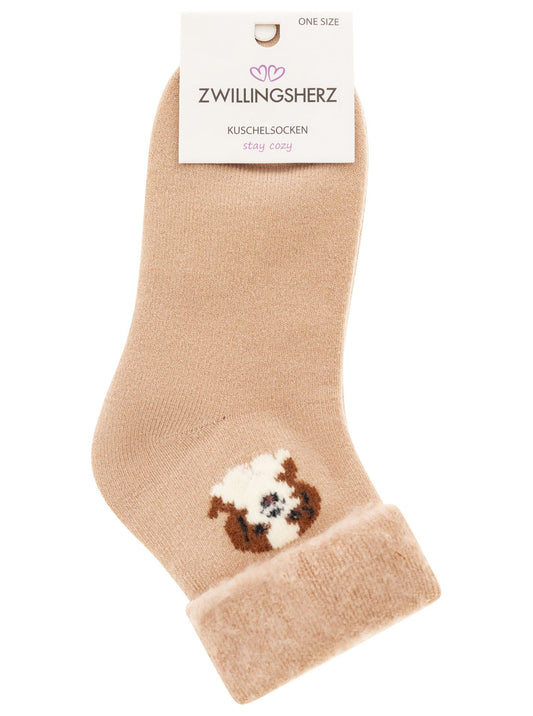 💕 Zwillingsherz Socken "Dog" Altrosa