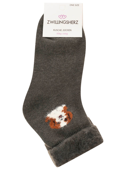 💕 Zwillingsherz Socken "Dog" Anthrazit