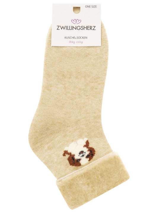 💕 Zwillingsherz Socken "Dog" Beige