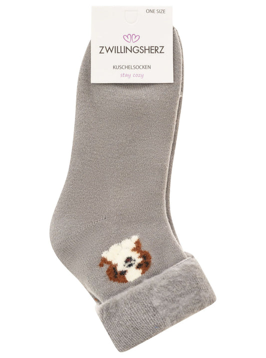 💕 Zwillingsherz Socken "Dog" Hellgrau
