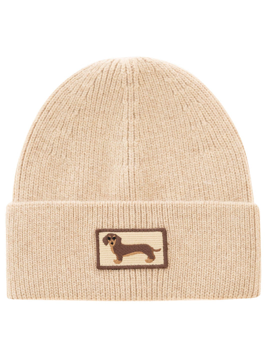 💕 Zwillingsherz Mütze "Dackel-Liebe" Beige