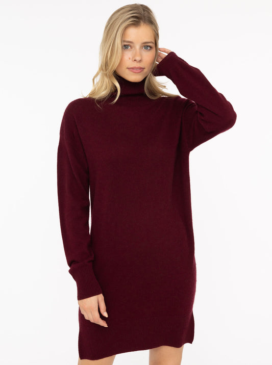 💕 Zwillingsherz Kleid Strickkleid 100 % Kaschmir "Uni" Bordaux