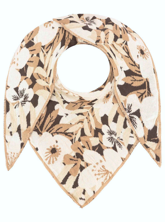 💕 Zwillingsherz Dreieckstuch "Blumen & Sträucher" Baumwolle Beige
