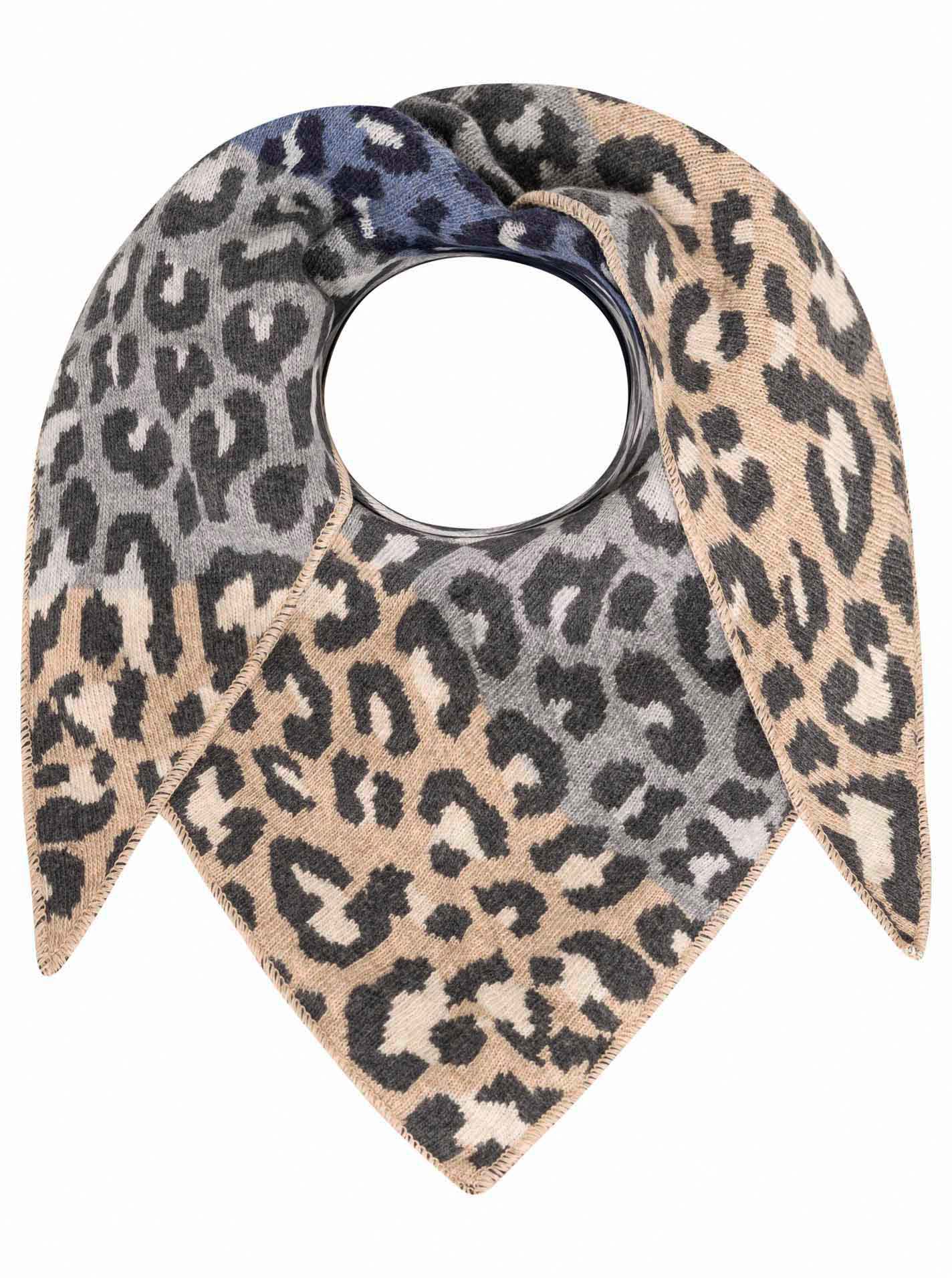 💕 Zwillingsherz Dreieckstuch "Crazy Lacey" Wolle Kaschmir Blau Grau Beige