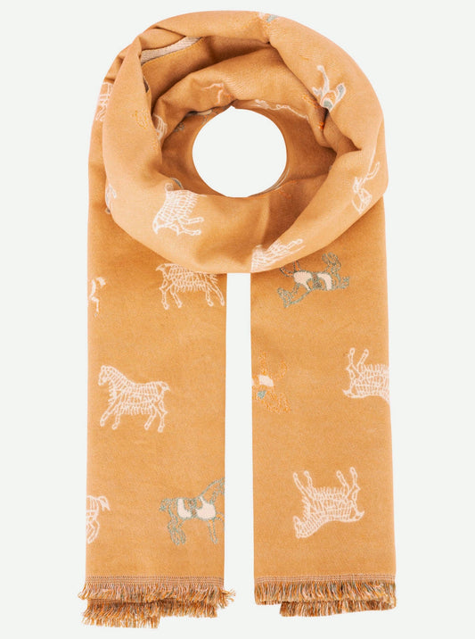 💕 Zwillingsherz Schal "Pferde" 100 % Viskose Beige