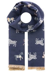 💕 Zwillingsherz Schal "Pferde" 100 % Viskose Blau