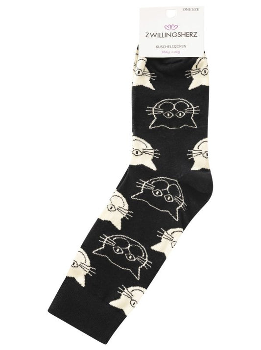 💕 Zwillingsherz Socken "Katzen" Schwarz