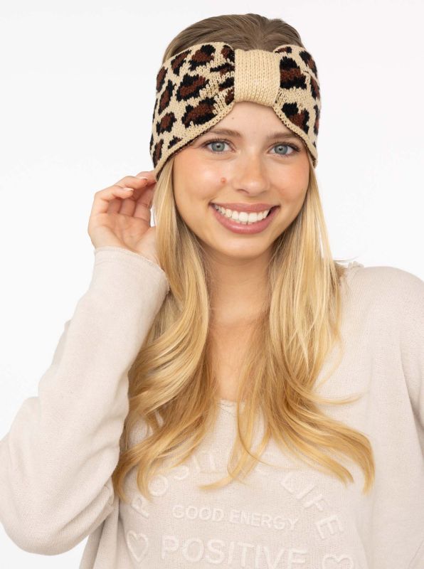 💕 Zwillingsherz Stirnband Grobstrick "Leo" Beige