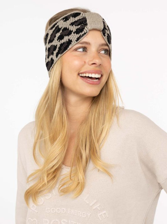 💕 Zwillingsherz Stirnband Grobstrick "Leo" Grau