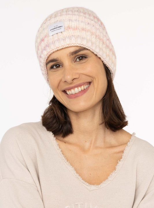 💕 Zwillingsherz Mütze "Rainbow" Beanie Wolle Viskose Rosa