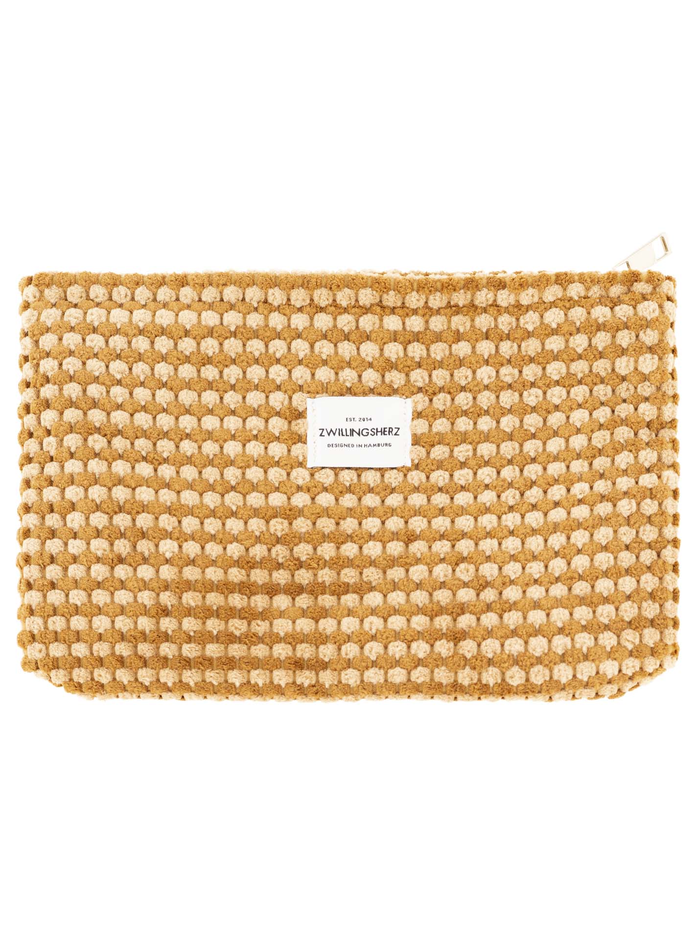💕 Zwillingsherz Kosmetiktasche "Flauschige Punkte" Braun Beige