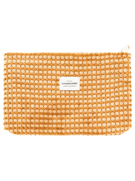 💕 Zwillingsherz Kosmetiktasche "Flauschige Punkte" Braun Beige