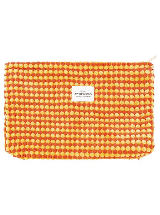 💕 Zwillingsherz Kosmetiktasche "Flauschige Punkte" Orange Rot