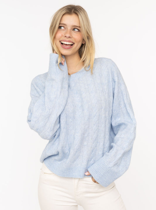💕 Zwillingsherz Pullover "Zopfstrick" Hellblau