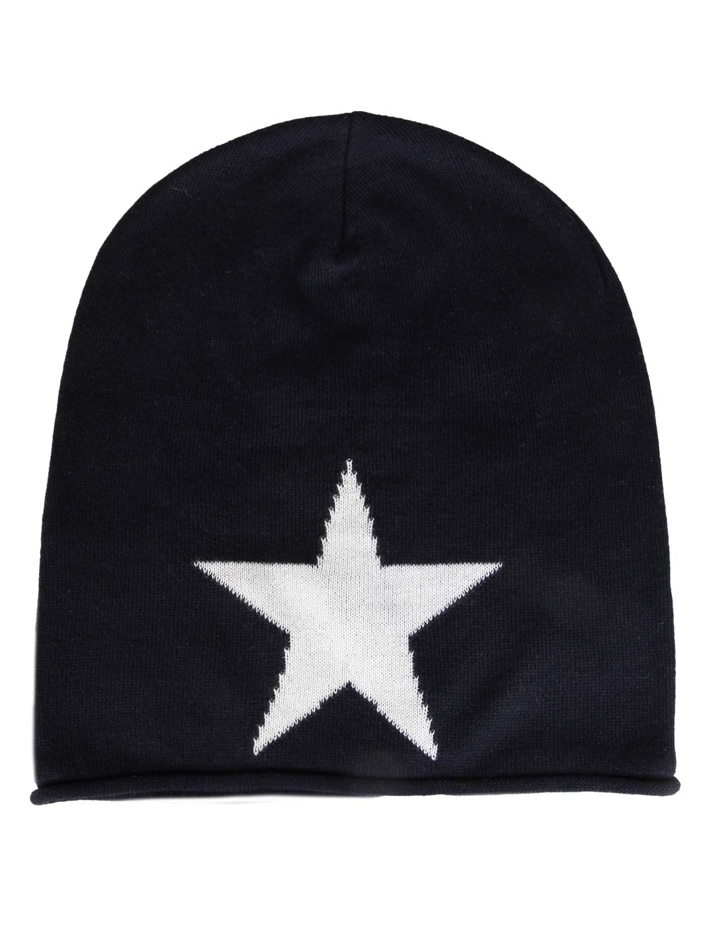 💕 Zwillingsherz Mütze "Sternlein" Beanie Kaschmir Wolle Viskose Fleece Navy