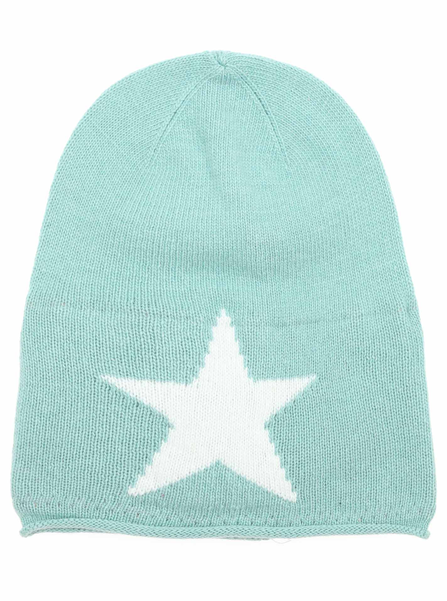 💕 Zwillingsherz Mütze "Sternlein" Beanie Kaschmir Wolle Viskose Fleece Türkis