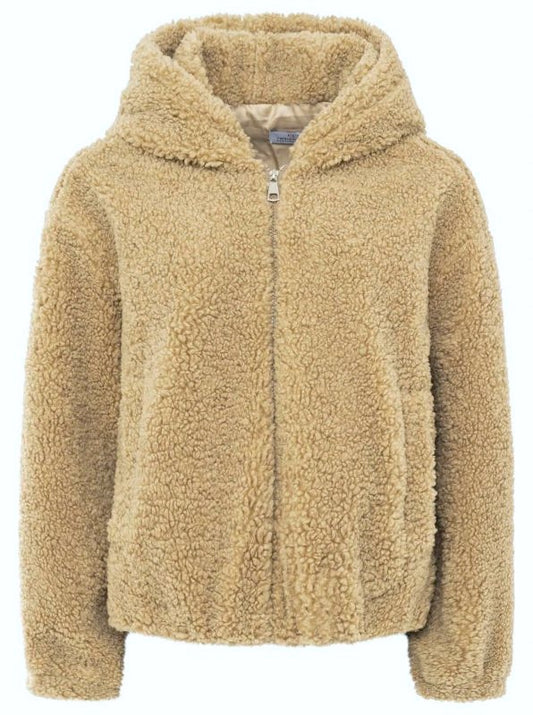 💕 Zwillingsherz Bomberjacke Teddy "Teddy & Kapuze" Jacke Camel