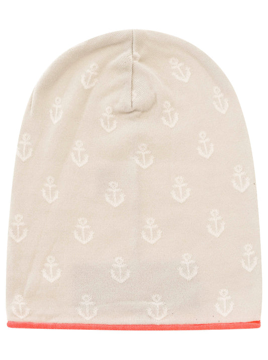 💕 Zwillingsherz Mütze "Anker" Beanie Baumwolle Beige