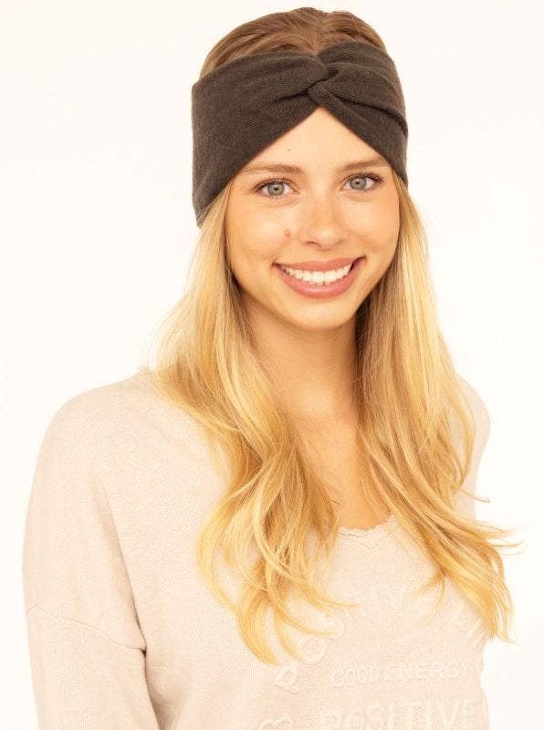 💕 Zwillingsherz Stirnband 100 % Cashmere "Knoten" Kaschmir Olive