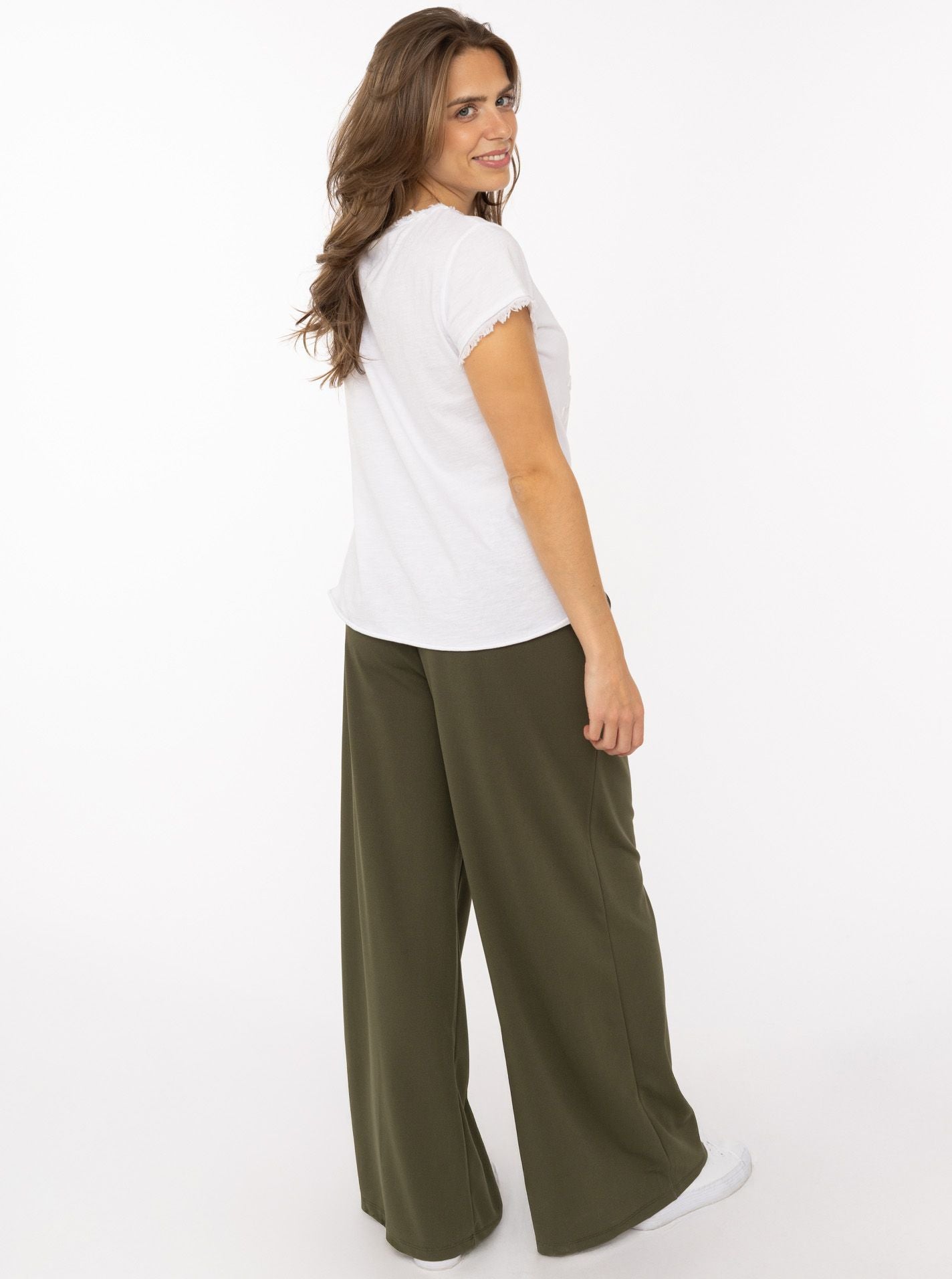 💕 Zwillingsherz Oversize Stoffhose "Bundfalte" Khaki