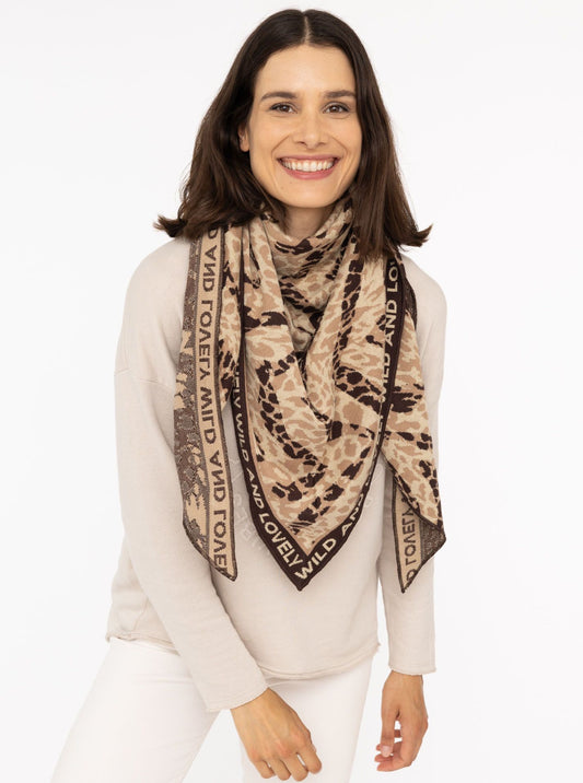 💕 Zwillingsherz Dreieckstuch "Zebra Leo" Baumwolle Beige